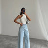 High waisted light denim
