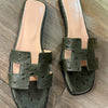 Ostrich genuine green leather