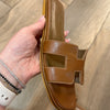 Brown hermes slipper