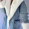 Denim Jacket with Luxury White Faux Fur Lining