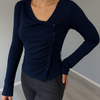Asymmetrical Draped Button Top