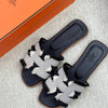 Hermes slipper black, pink , green