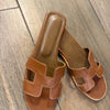 Camel genuine leather hermes slipper