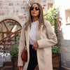 Beige faux leather blazer